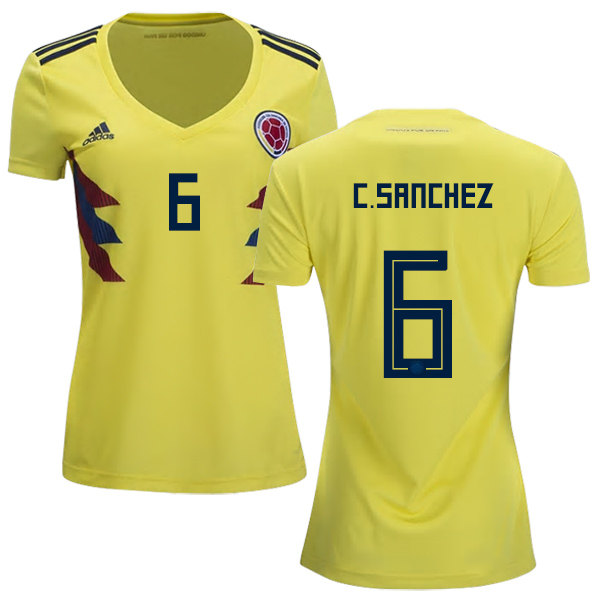 Women's Colombia #6 C.Sanchez Home Soccer Country Jersey